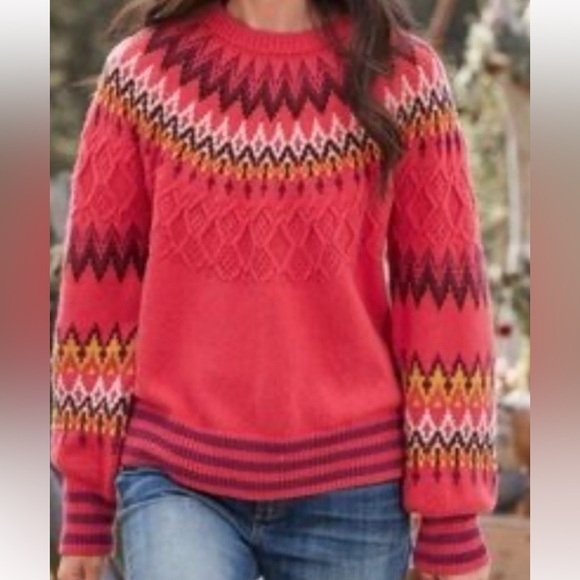 Sundance Sweaters - Sundance Red and Pink Patterned Sweater
